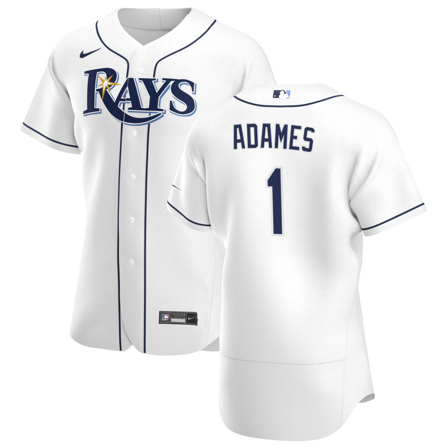 Tampa Bay Rays 1 Willy Adames Men Nike White Home 2020 Authentic Player MLB Jersey